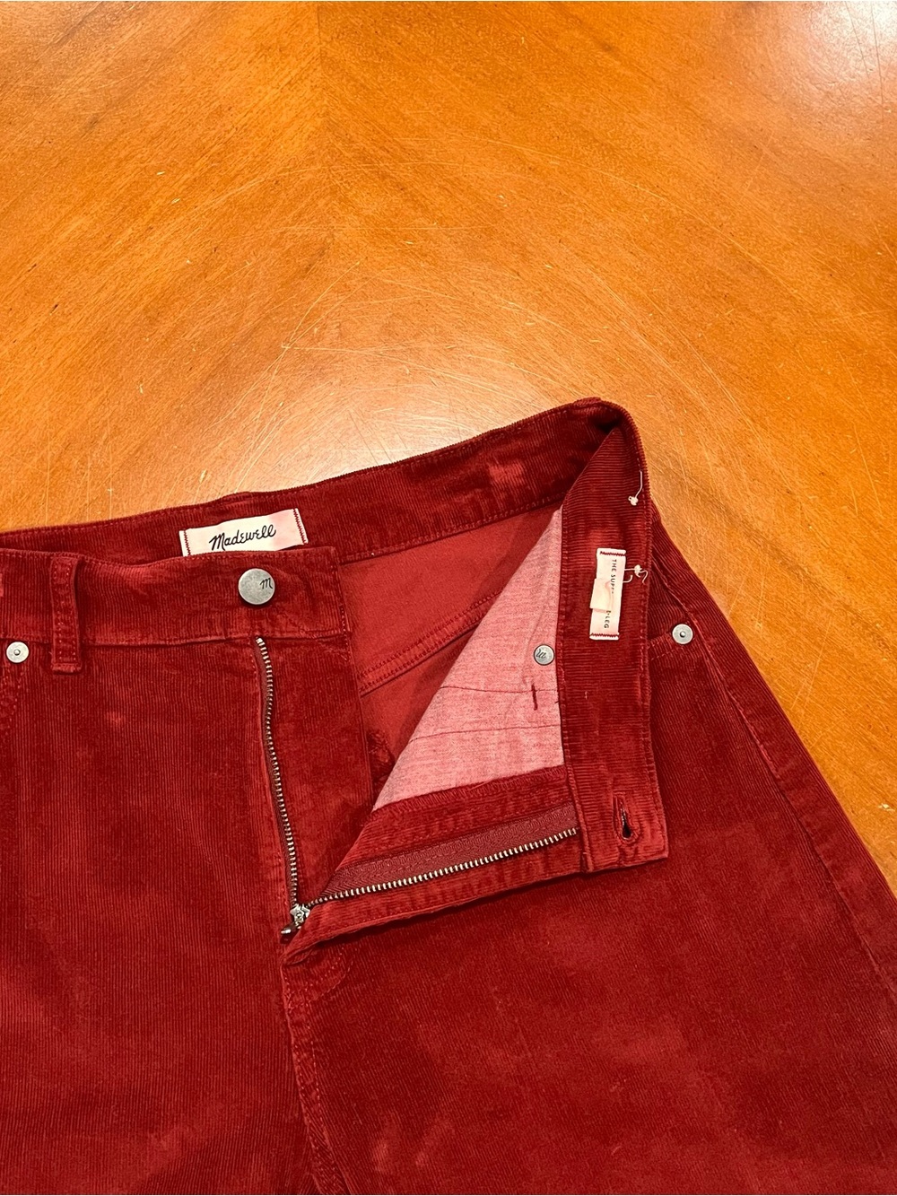 Madewell Women’s Superwide-Leg Pant Burgundy Corduroy 28 - Picture 9 of 16